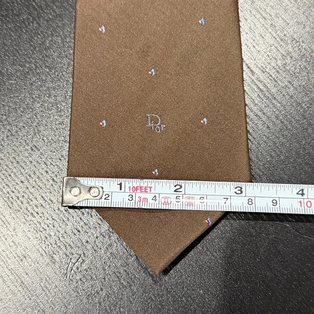 Vintage Christian Dior Brown Necktie with Subtle Dot Pattern - Picture 7 of 7